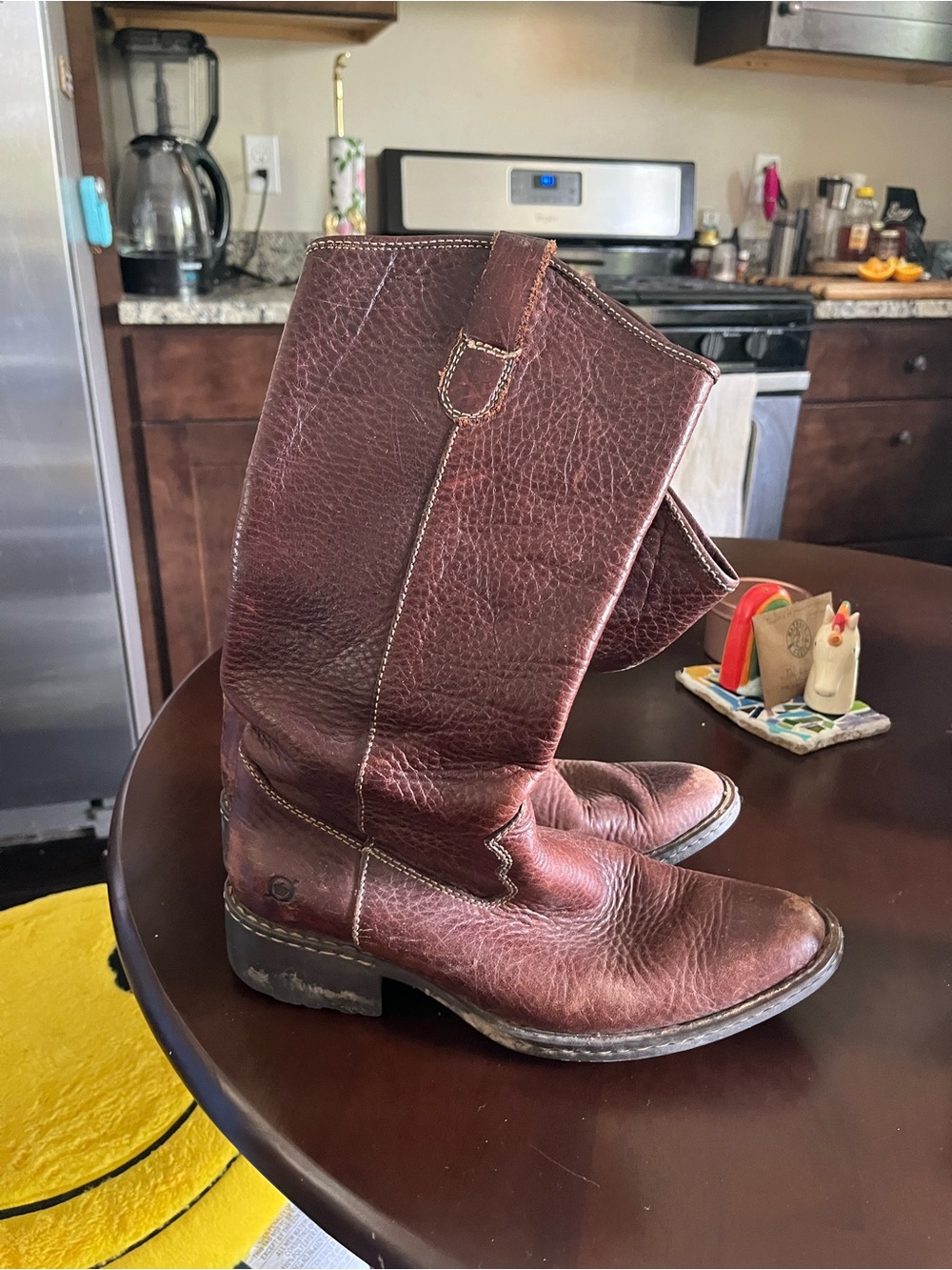 Born Brown Leather Mid-Calf Heeled Boots